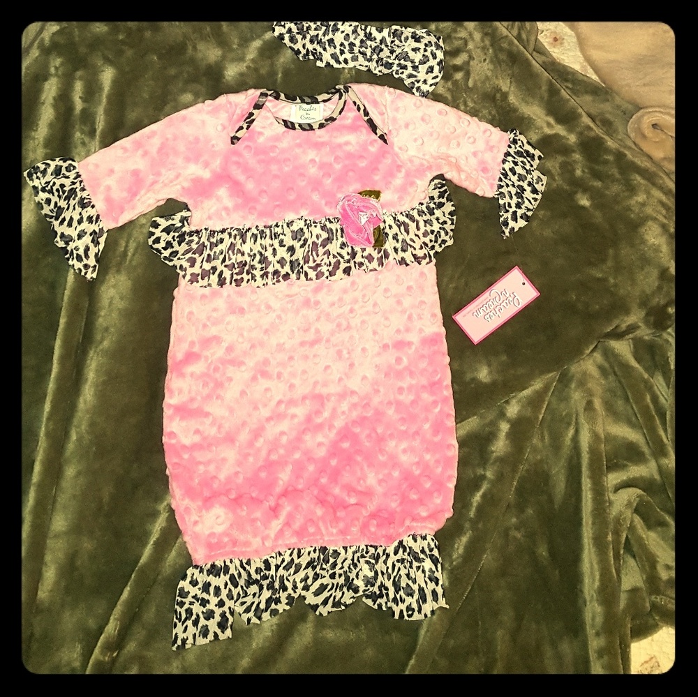 Newborn girl Peaches n Cream pink multi gown